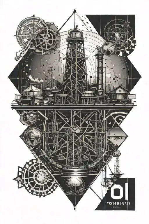 A geometric pattern representing the resilience and strength of oilfield engineers tattoo design idea