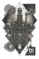 A geometric pattern representing the resilience and strength of oilfield engineers tattoo design idea