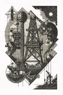 A geometric pattern representing the resilience and strength of oilfield engineers tattoo design idea
