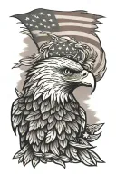 eagle with sunset background with American flag tattoo design idea