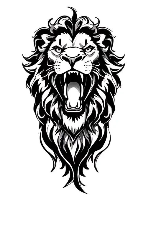 Rampant Lion roaring tattoo design idea