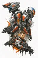 mass effect mix with star tattoo design idea