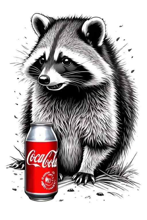 Coca Cola, farming, raccoons tattoo design idea