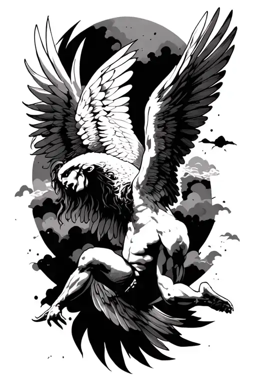 Icarus falling tattoo design idea
