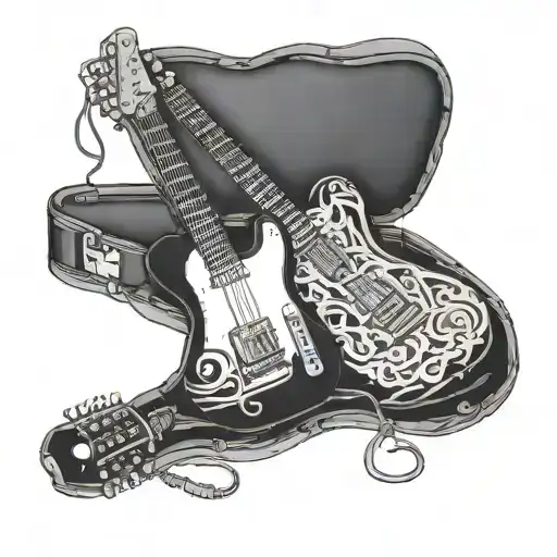 telecaster guitar and old style microhone tattoo design idea