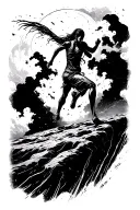RUNNING TO THE EDGE OF THE WORLD tattoo design idea