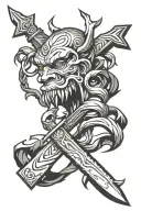 anger issues, anxiety, depression, knife intertwined tattoo design idea