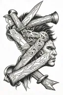 anger issues, anxiety, depression, knife intertwined tattoo design idea
