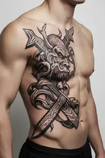 anger issues, anxiety, depression, knife intertwined tattoo design idea