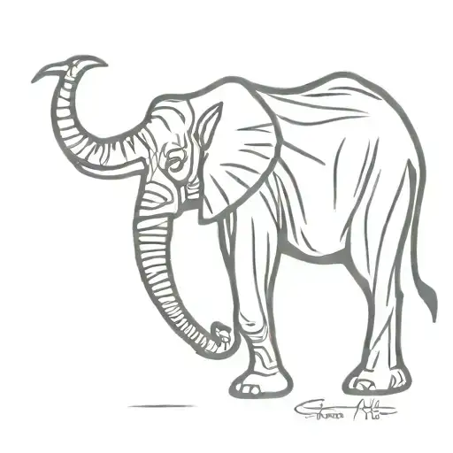 elephant giraffe rhino side view tattoo design idea