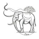 elephant giraffe rhino side view tattoo design idea