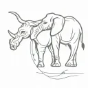 elephant giraffe rhino side view tattoo design idea
