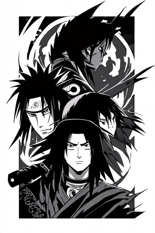 Fusion with itachi uchicha and madara uchicha and obito uchicha tattoo design idea
