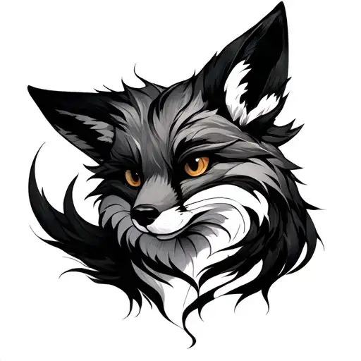 kitsune fox full body tattoo design idea