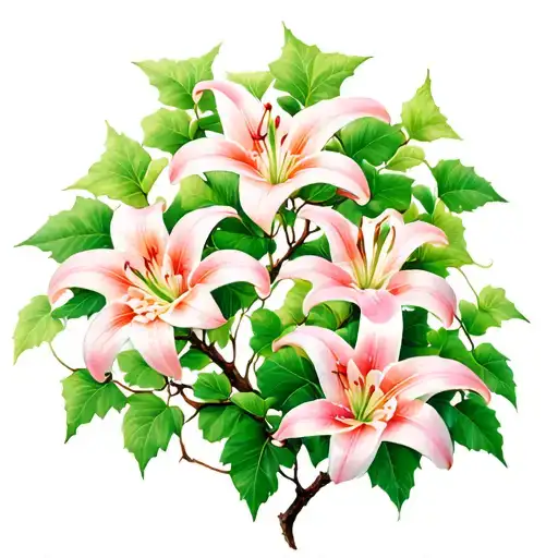 rowan tree, ivy, lily tattoo design idea