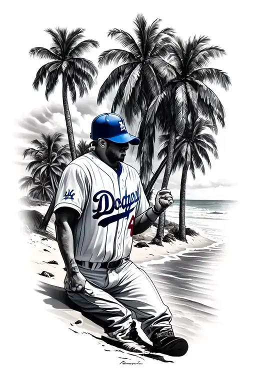 dodgers, California, beach tattoo design idea