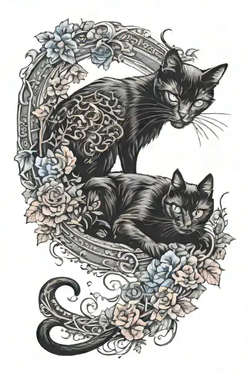 Black cat wiccan tattoo tattoo design idea