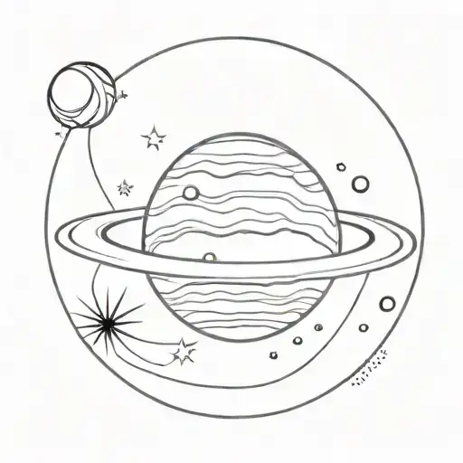 outline of Jupiter with love mom tattoo design idea