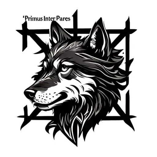 "Primus Inter Pares" Templar Cross and Wolf in Maori Motion tattoo design idea