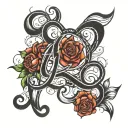 calligraphy L M D J overlapping no frills tattoo design idea