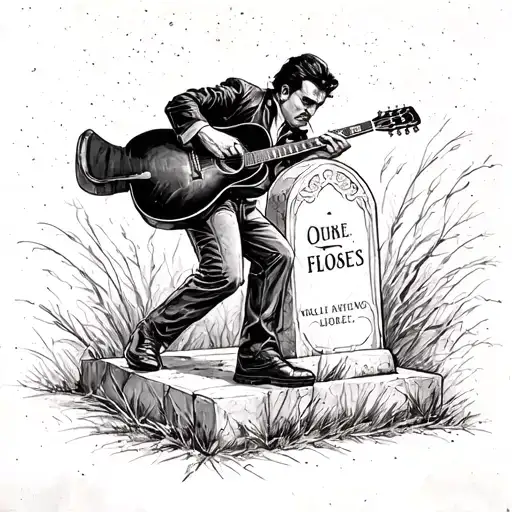 Johnny cash kicking a headstone tattoo design idea