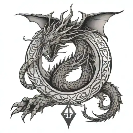 ouroboros dragon and name Valentin incorporated tattoo design idea