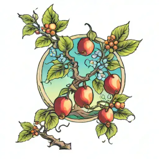 callery pear tree growing tattoo design idea
