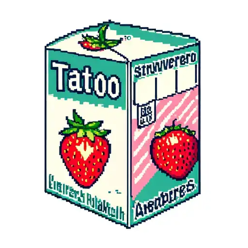 pixel strawberry milk carton tattoo design idea