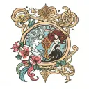 libra pisces zodiac intertwined tattoo design idea