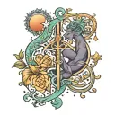 libra pisces zodiac intertwined tattoo design idea