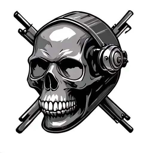 skull welding mask tattoo design idea
