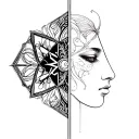 Gemini and Aquarius patern geometrical tattoo design idea