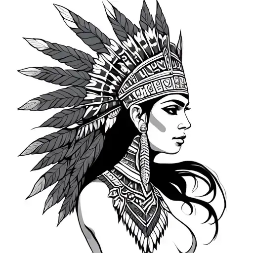 Aztec princess  tattoo design idea