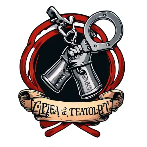 handcuffs and banner tattoo design idea