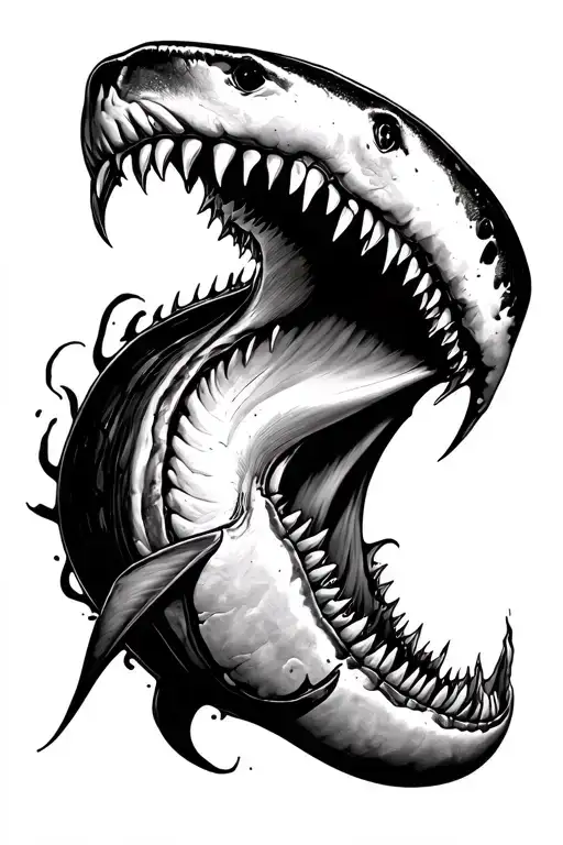 shark jaws wide open tattoo design idea