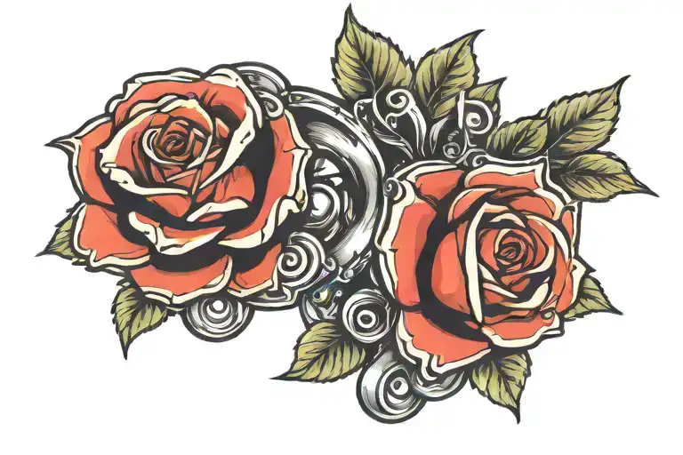 brass knuckles two roses tattoo design idea