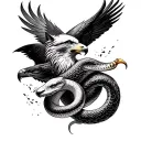 Wolf Snake Eagle and Lion tattoo design idea
