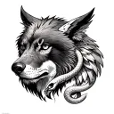 Wolf Snake Eagle and Lion tattoo design idea