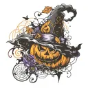  Include pumpkins, ghosts, bats, witches' hats, and cobwebs. Use a mix of bold colors like orange, black, purple, and gr tattoo design idea
