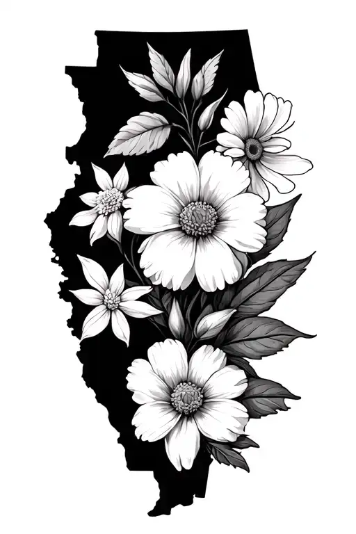 state flowers of Kansas, Nebraska, Florida and California  tattoo design idea