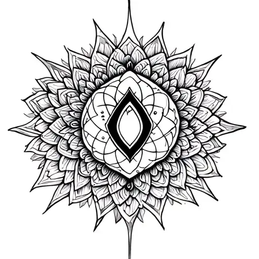 heart chakra, surrounded rainbow accents, mandala, anahata tattoo design idea