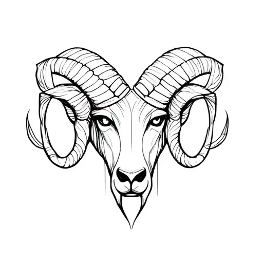 Aries zodiac sign symbol, minimalist tattoo line art tattoo design idea