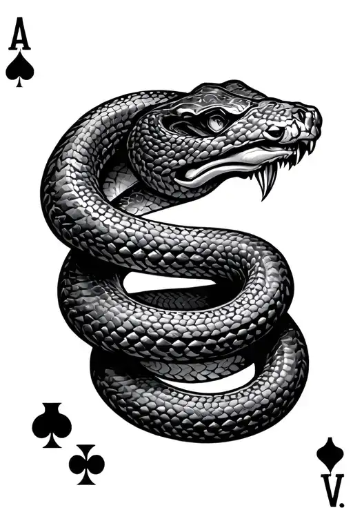 hand casino cards snake wrapped tattoo design idea