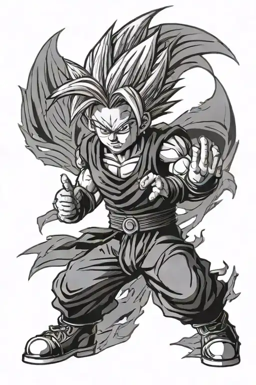 super saiyan 2 trunks eyes only tattoo design idea