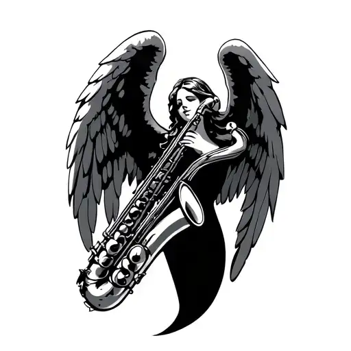 Angel Saxophone Angel Tribute to a loved one tattoo design idea
