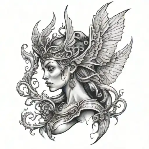 female nephilim tattoo design idea
