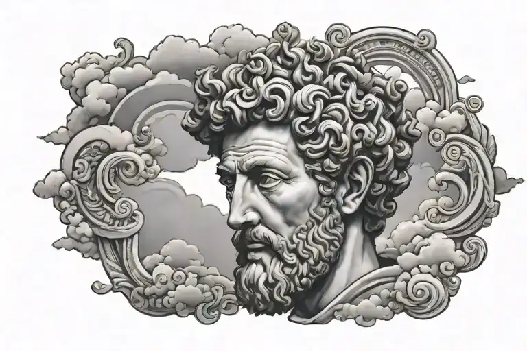 Marcus Aurelius with clouds  tattoo design idea