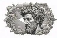 Marcus Aurelius with clouds  tattoo design idea