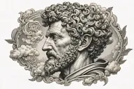 Marcus Aurelius with clouds  tattoo design idea