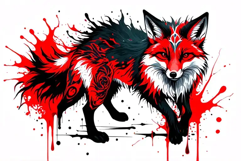 nine tail fox full body tattoo design idea